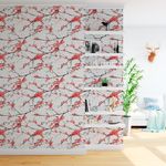 Papel de Parede Folhas Vermelhas com Galhos 