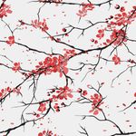 Papel de Parede Folhas Vermelhas com Galhos 