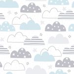 Papel de Parede Infantil Nuvens Tons de Azul 