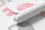 Papel de Parede Elefantes (Rosa e Cinza)