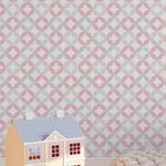 Papel de Parede Infantil Círculos Abstratos (Rosa e Cinza)