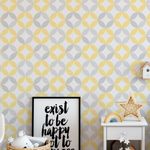 Papel de Parede Infantil Círculos Abstratos (Amarelo e Cinza)