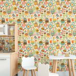 Papel de Parede Corujas e Flores Coloridas 