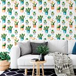 Papel de Parede Cactos Variados Verdes