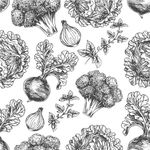Papel de Parede para Cozinha de Legumes (Preto e Branco)