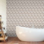 Papel de Parede Triângulos Quadrados 3D (Bege)