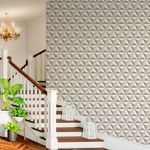 Papel de Parede Triângulos Quadrados 3D (Bege)