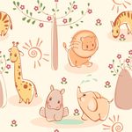 Papel de Parede Infantil Animais Safari 