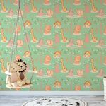 Papel de Parede Infantil Animais Safari (Verde)