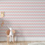 Papel de Parede Adesivo Chevron Rosa e Cinza 
