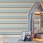 Papel de Parede Chevron (Azul e Cinza)