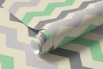 Papel de Parede Chevron Simples (Verde e Cinza)