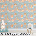 Papel de Parede Infantil Animais Safari (Azul)