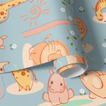 Papel de Parede Infantil Animais Safari (Azul)