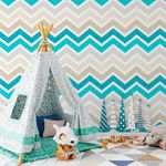 Papel de Parede Chevron Azul Turquesa