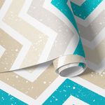 Papel de Parede Chevron Azul Turquesa