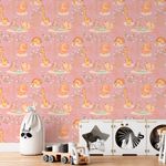 Papel de Parede Infantil Animais Safari (Rosa)