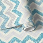Papel de Parede Chevron Giz Azul