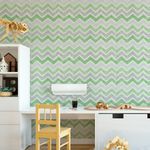 Papel de Parede Chevron Giz Verde