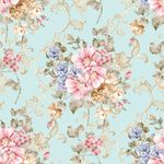Papel de Parede Azul Turquesa com Flores 