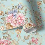 Papel de Parede Azul Turquesa com Flores 