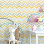 Papel de Parede Chevron Giz Amarelo