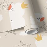 Papel de Parede Infantil Estrelas Nuvens e Coroas