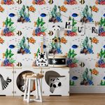 Papel de Parede Infantil Tartarugas e Peixes (Fundo do Mar)