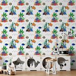 Papel de Parede Infantil Tartarugas e Peixes (Fundo do Mar)