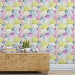 Papel de Parede Hortênsias Floral Colorido 