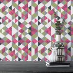 Papel de Parede Triângulos Rosa e Verde
