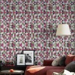 Papel de Parede Triângulos Rosa e Verde