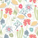 Papel de Parede Cactos e Flores Coloridos