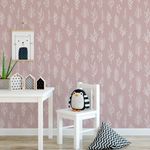 Papel de Parede Galhos Brancos com Fundo Rosa