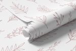 Papel de Parede Galhos Rosas com Fundo Branco