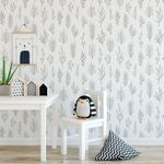 Papel de Parede Galhos Cinza e Branco