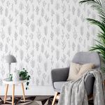 Papel de Parede Galhos Cinza e Branco