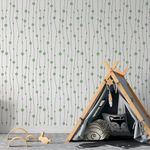 Papel de Parede Linhas e Bolinhas Verde