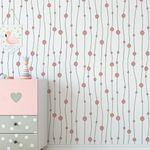 Papel de Parede Linhas e Bolinhas Rosa