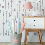 Papel de Parede Linhas e Bolinhas Lilás