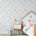 Papel de Parede Linhas e Bolinhas Lilás