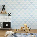 Papel de Parede Triângulos Tons de Azul e Verde