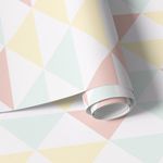 Papel de Parede Triângulos Rosa Azul e Amarelo