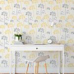 Papel de Parede Dente de Leão (Amarelo e Cinza)