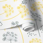 Papel de Parede Dente de Leão (Amarelo e Cinza)