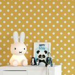 Papel de Parede Amarelo com Poá Branco