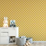 Papel de Parede Amarelo com Poá Branco