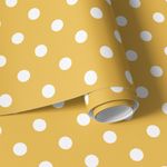 Papel de Parede Amarelo com Poá Branco