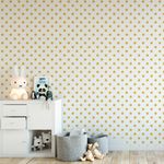 Papel de Parede Branco com Poá Amarelo