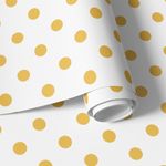 Papel de Parede Branco com Poá Amarelo